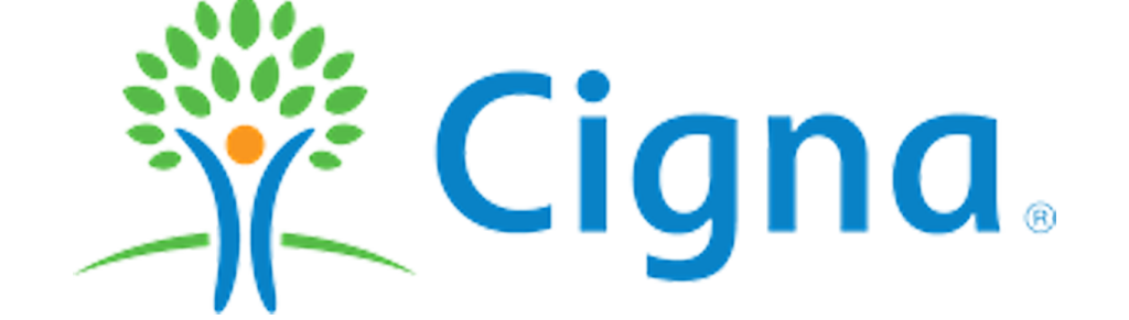 The image features a logo with the text  CIGNA  prominently displayed, accompanied by a graphic that includes a stylized tree and a leaf.